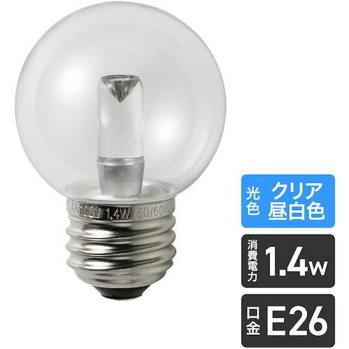 ＥＬＰＡ　電球（ＬＥＤ）　ＬＥＤ電球Ｇ５０形Ｅ２６　明るさ６０ｌｍ　クリア昼白色相当　LDG1CN-G-G275　1 個