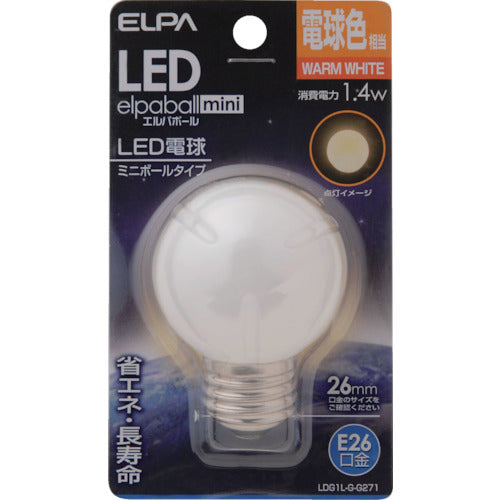 ＥＬＰＡ　電球（ＬＥＤ）　ＬＥＤ電球Ｇ５０形Ｅ２６　明るさ５５ｌｍ　電球色相当　LDG1L-G-G271　1 個