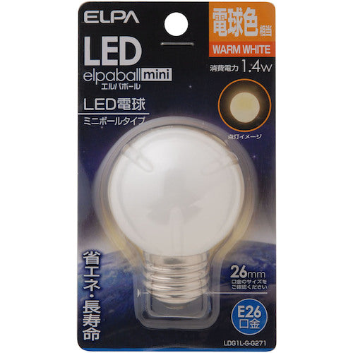 ＥＬＰＡ　電球（ＬＥＤ）　ＬＥＤ電球Ｇ５０形Ｅ２６　明るさ５５ｌｍ　電球色相当　LDG1L-G-G271　1 個