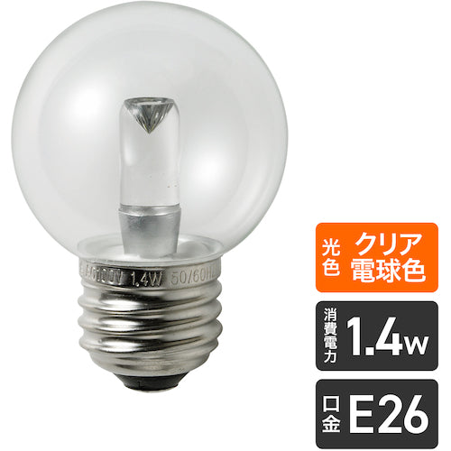 ＥＬＰＡ　電球（ＬＥＤ）　ＬＥＤ電球Ｇ５０形Ｅ２６　明るさ５５ｌｍ　クリア電球色相当　LDG1CL-G-G276　1 個