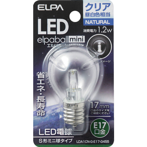 ＥＬＰＡ　電球（ＬＥＤ）　ＬＥＤ電球Ｓ形Ｅ１７　明るさ５５ｌｍ　クリア昼白色相当　LDA1CN-G-E17-G455　1 個