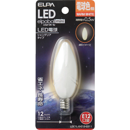 ＥＬＰＡ　電球（ＬＥＤ）　ＬＥＤ電球シャンデリア形Ｅ１２　明るさ１５ｌｍ　電球色相当　LDC1L-G-E12-G311　1 個