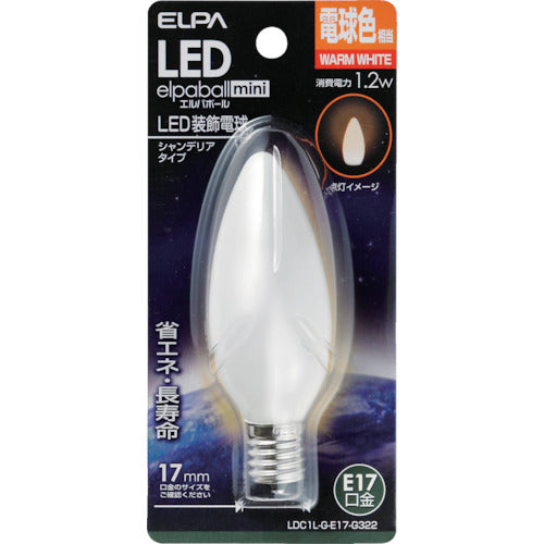 ＥＬＰＡ　電球（ＬＥＤ）　ＬＥＤ電球シャンデリアＥ１７　明るさ５０ｌｍ　電球色相当　LDC1L-G-E17-G322　1 個