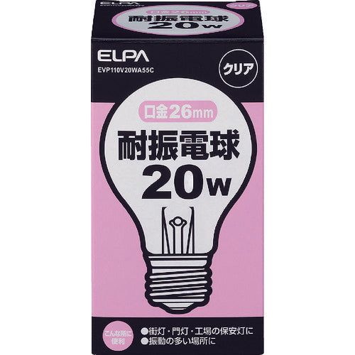 ＥＬＰＡ　耐振球　Ｅ２６　２０Ｗ　クリア　EVP110V20WA55C　1 個