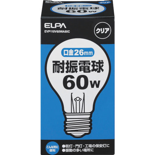 ＥＬＰＡ　耐振球　Ｅ２６　６０Ｗ　クリア　EVP110V60WA60C　1 個