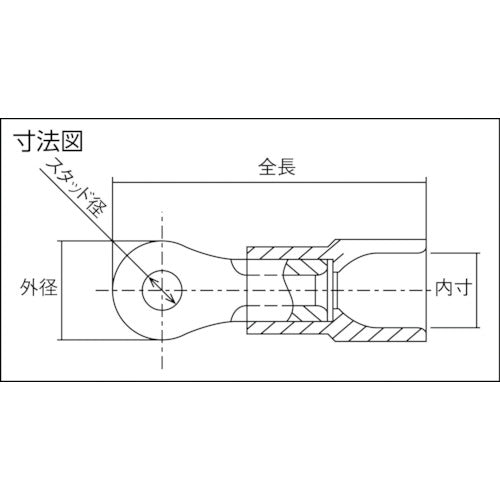 ニチフ　環境配慮形絶縁被覆付丸形端子Ｒ形（５０個入）より線０．３〜１．６５　TMEX 1.25-10-RED　1 PK