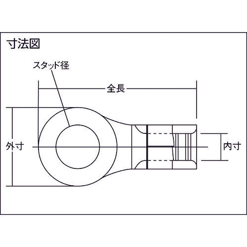 Nichifu heat-resistant terminal (R type) (100P) External dimensions 8 mm, stud diameter 4.3 mm, N 1.25-4 1 PK