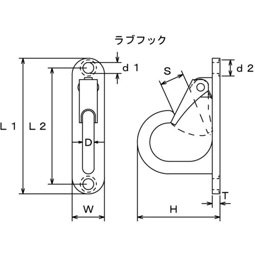 水本　吊金具（ビス止めタイプ）　ステンレス　ラブフック　平面用　使用荷重０．２９ｋＮ　B-2519　1 個