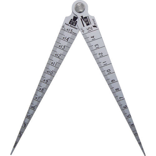 Shinwa Taper Gauge Double 1-15mm Gap, Hole Diameter, Length Measurement Scale 62620 1 pc