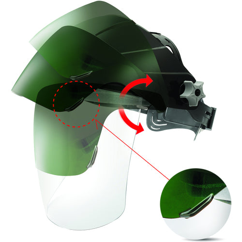 ＯＴＯＳ　かぶり型防災面　クリア、グリーン＃３　ジョグダイヤル調節機能　F-72C-3　1 個