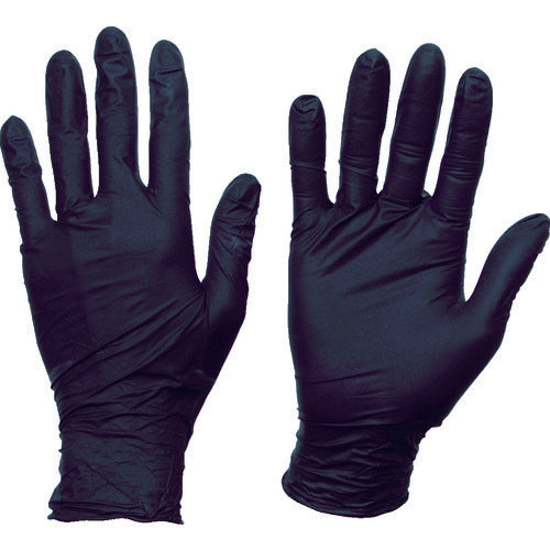 TRUSCO Disposable Nitrile Gloves TG Standard 0.08 Powder-Free Black L 100 Pieces TGNN08BKL 1 Box