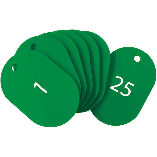 ＯＰ　番号札　大　番号入り１〜２５　緑　（２５枚入）　BF-50-GN　1 箱