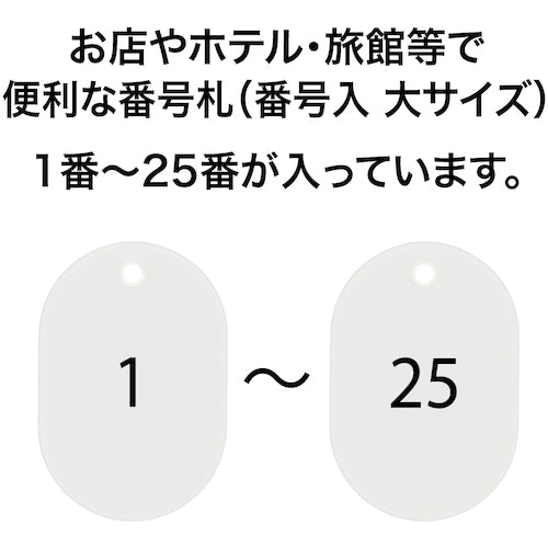 ＯＰ　番号札　大　番号入り１〜２５　白　（２５枚入）　BF-50-WH　1 箱