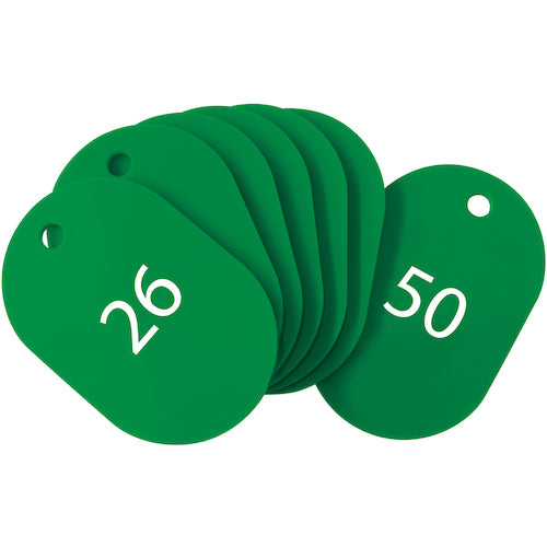 ＯＰ　番号札　大　番号入り２６〜５０　緑　（２５枚入）　BF-51-GN　1 箱