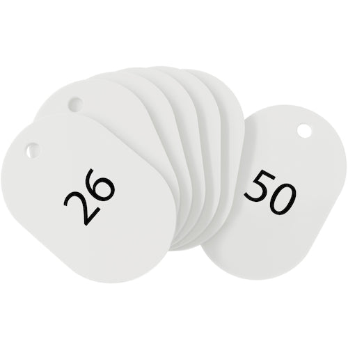 ＯＰ　番号札　大　番号入り２６〜５０　白　（２５枚入）　BF-51-WH　1 箱