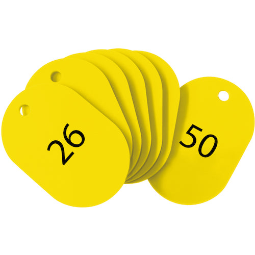 ＯＰ　番号札　大　番号入り２６〜５０　黄　（２５枚入）　BF-51-YE　1 箱