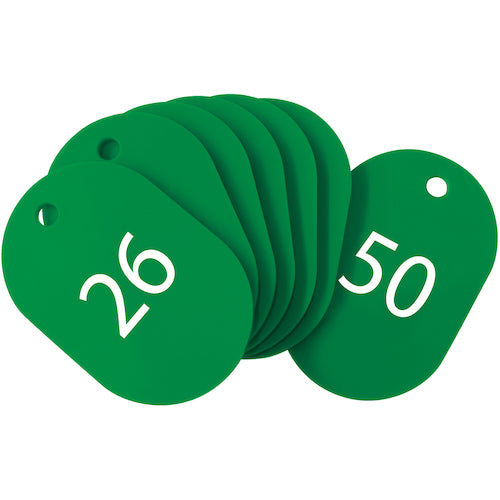 ＯＰ　番号札　小　番号入り２６〜５０　緑　（２５枚入）　BF-71-GN　1 箱