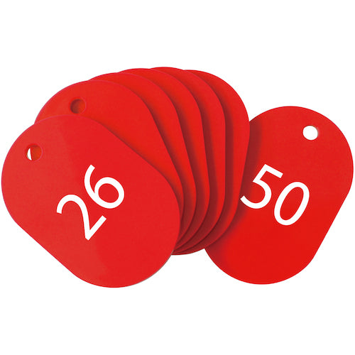 OP Numbered Tags Small Numbered 26-50 Red (25 Pieces) BF-71-RD 1 Box