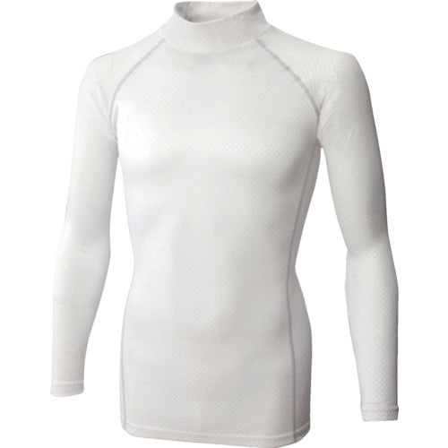 Otafuku BT woven check high neck shirt, white, 3L, JW-172-WH-3L, 1 piece