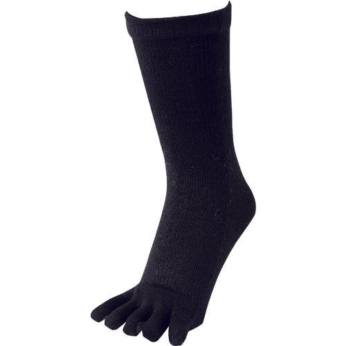 おたふく　ウール混　５本指　カカトなし　（２Ｐ）　ブラック　BS-329-BK　1 組