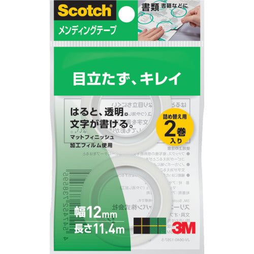 ３Ｍ　事務用テープ　メンディングテープ小巻　詰替え用　１２ｍｍ×１１．４ｍ　CM12-R2P　1 PK