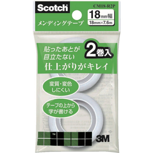 ３Ｍ　事務用テープ　メンディングテープ小巻　詰替え用　１８ｍｍ×７．６ｍ　CM18-R2P　1 PK