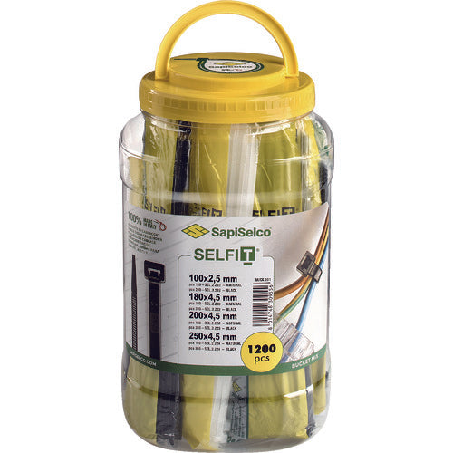 ＳａｐｉＳｅｌｃｏ　【在庫限り値引品】バケットケーブルタイ　ミックス　１２００本　１００〜２５０ｍ　BUCK.001　1 Ｓ