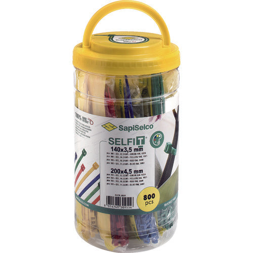 ＳａｐｉＳｅｌｃｏ　バケットケーブルタイ　カラーミックス　８００本　１４０ｍｍ、　BUCK.003　1 Ｓ