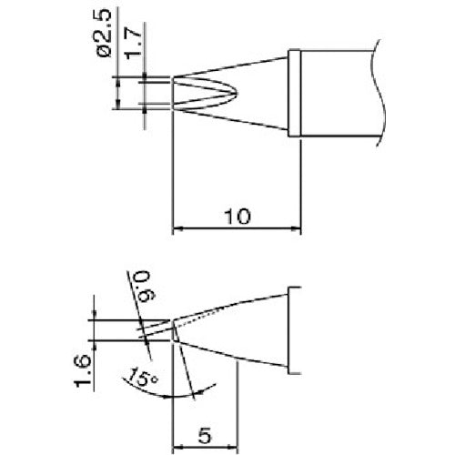 白光　コテ先　溝付　T12-1610　1 本