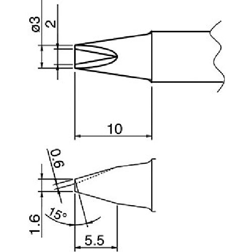 白光　コテ先　溝付　T20-1610　1 本