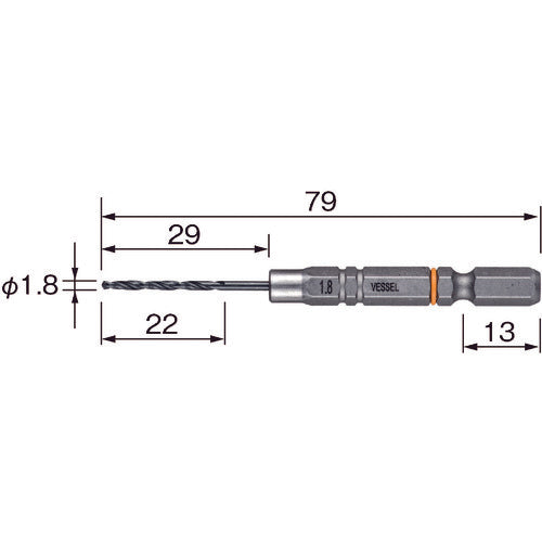 ＶＥＳＳＥＬ　クッションドリル鉄工用ＡＭＤ　１．８ｍｍ　AMD-1.8　1 本