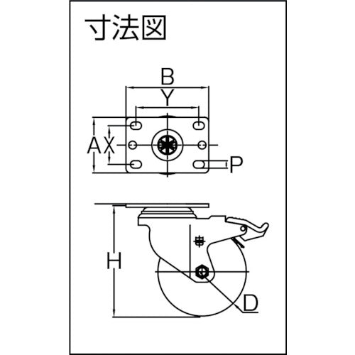 ＳＡＭＳＯＮＧ　高弾性ゴムキャスター　自在ストッパー付　ＭＩＲゴム車　７６ｍｍ　TP5030-01-MIR-TG-SWB　1 個