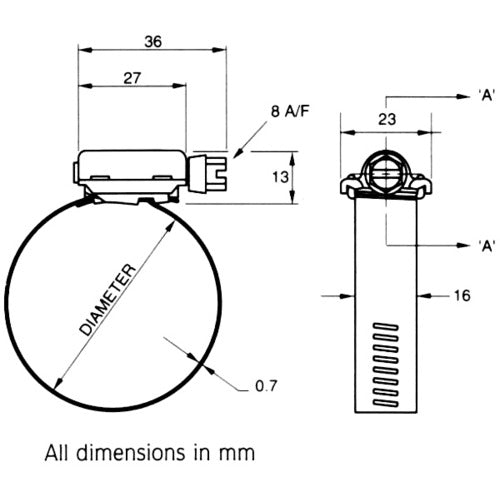 ＪＵＢＩＬＥＥ　ホースクリップ（高トルク）　４０−７０ｍｍ　１０個入り　HT070　1 箱