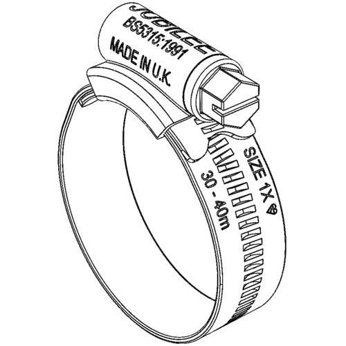 ＪＵＢＩＬＥＥ　ホースクリップ　締付径　１８−２５ｍｍ　（１０個入）　JBL-0XSS316　1 袋