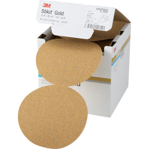 3M Stickit Gold Disc Roll, No Holes, #60, 125mm Diameter, DR 60 GOL, 1 Box
