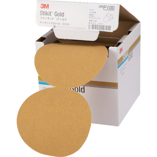 ３Ｍ　スティキット　ゴールドディスクロール　穴なし　＃１００　１２５ｍｍ径　DR 100 GOL　1 箱