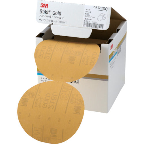 3M Stickit Gold Disc Roll, No Holes, #400, 125mm Diameter, DR 400 GOL, 1 Box