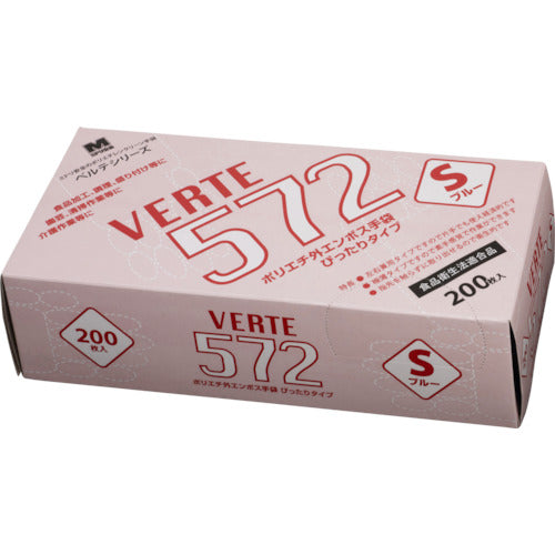 ミドリ安全　ポリエチレンディスポ手袋　ベルテ５７２　２００枚入　Ｓ　VERTE-572-S　1 箱