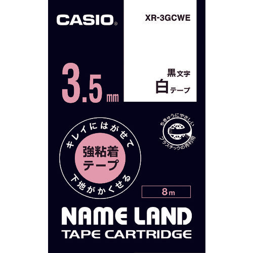 カシオ　ネームランド専用カートリッジ　３．５ｍｍ　白テープ／黒文字　XR-3GCWE　1 個