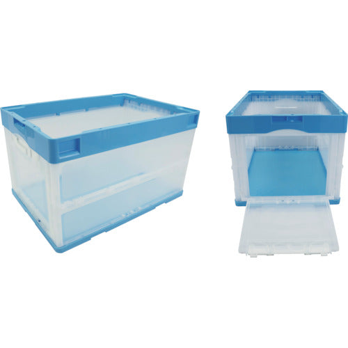 リス　ＣＢ型折りたたみコンテナー（短側片側面開閉タイプ）　５９３０９８　ＣＢ−５１ＮＲカタトビラブルー／トウメイ　CB51NR-T-B/C　1 個