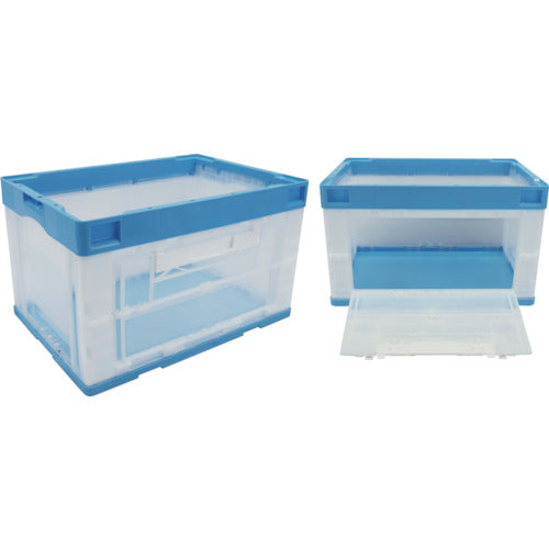 リス　ＣＢ型折りたたみコンテナー（長側片側面開閉タイプ）　５９３１１１　ＣＢ−５１ＮＲカタトビラＬブルー／トウメイ　CB51NR-TL-B/C　1 個