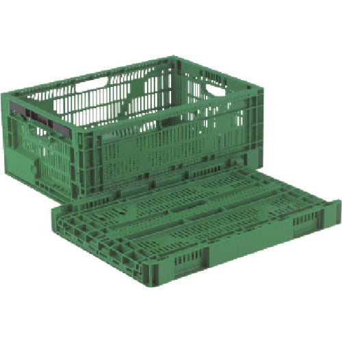 リス　折りたたみコンテナ　５１５５３３　ＲＳコンテナーＲＳ−ＭＭ２７Ｓ（薄型折りたたみコンテナーワンタッチ）　緑　RS-MM27S　1 個
