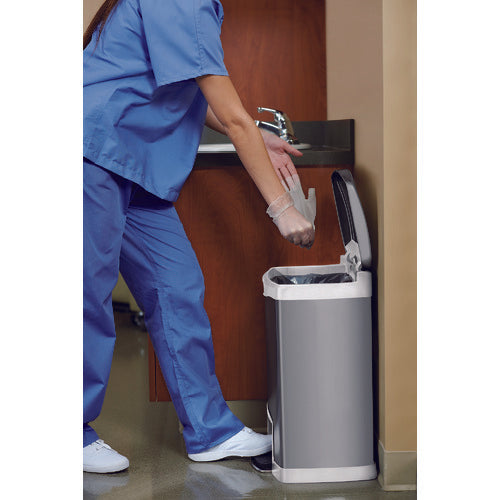 Rubbermaid Slim Jim Step-On Container, Front Step, Stainless Steel, 15.1L, Black, 1901982, 1 pc