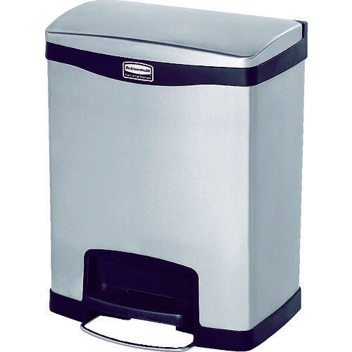 Rubbermaid Slim Jim Step-On Container, Front Step, Stainless Steel, 30.3L, Black, 1901985, 1 pc