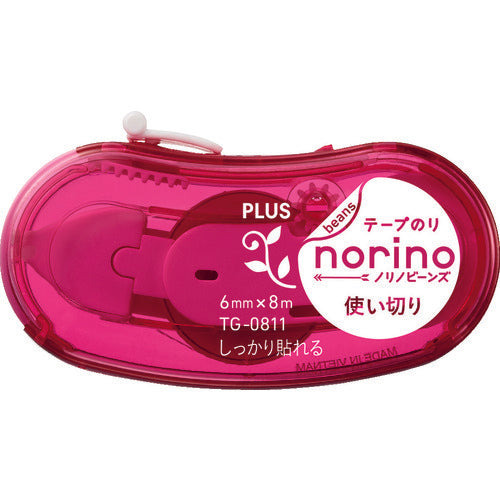 プラス　３９０９３）テープのり　ノリノビーンズ　使い切りタイプ　しっかり貼れる　ピンク　39093　1 個