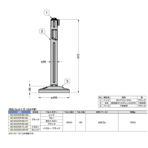 ＳＵＧＡＴＳＵＮＥ　（２９００３６２９３）８０−５０００Ｒ−ＢＫ−ＲＤ屋外用ベルトパーティション　ベルトラックシリーズ　80-5000R-BK-RD　1 台