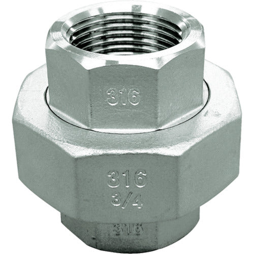 ＦＬＯＢＡＬ　ねじ込み管継手　ユニオン（ステンレス１４Ａ）　０４１１５８０２　呼び径（Ａ）８／呼び径（Ｂ）１／４　VU-S14-02　1 個