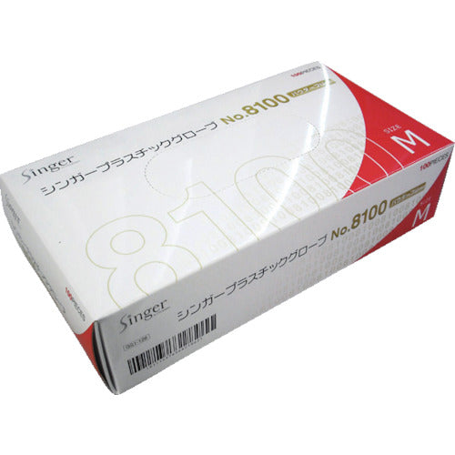 シンガー　プラスチックグローブＮｏ８１００ＰＦ　Ｍサイズ　（１００枚入）　D201-M　1 箱