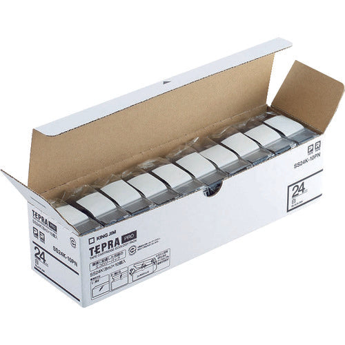 KING JIM [Genuine] "Tepra" PRO Tape 24mm Eco Pack (10 pieces) / White Label / Black Text Length 8m SS24K-10PN 1 PK