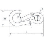 水本　Ｓフック　ステンレス　スナップフックＡ型（リング付）　線径５ｍｍ　長さ５３ｍｍ　A-5　1 個
